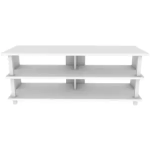 Decorotika - Pueblo 120 Cm Wide tv Stand, tv Console, tv Unit Storage With Open Shelves For Living Room, Bedroom, Hallway - White And White - White