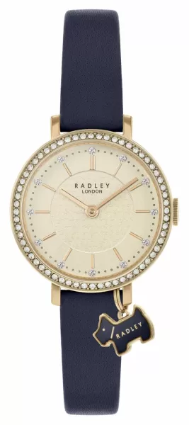 Radley RY21294 Womens Crystal Set Bezel Blue Leather Strap Watch