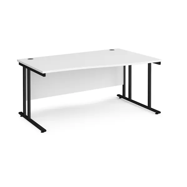 Maestro 25 Wave Desk Black Frame and White Table Top - Right Hand - 1600mm