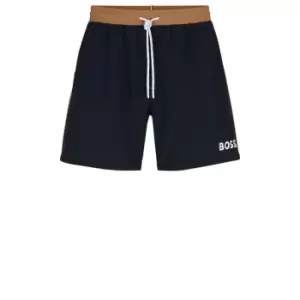 Boss Contrast Logo Swim Shorts - Black