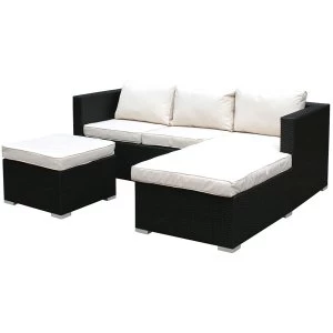 Charles Bentley L-shaped Rattan Corner Sofa Set and Cream