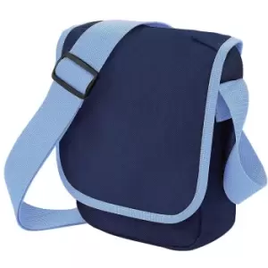Mini Adjustable Reporter / Messenger Bag (2 Litres) (Pack of 2) (One Size) (French Navy/Sky Blue) - Bagbase