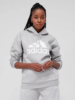 adidas Big Logo Oversized Hoodie - Medium Grey Heather Size XS Women