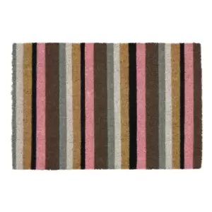 JVL Grey Stripe, Latex Coir Mat, 40x60cm - Multi