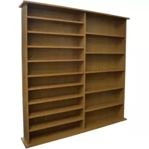 EXTRA - 1300 CD / 552 DVD / Large Media Book Storage Shelves - Oak - Oak