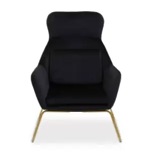 Interiors By PH Velvet Chair BlackGold Legs