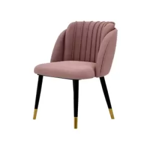 Milano Velvet Upholstered Dining Chair with Gold end Caps - Single - Pink - Pink