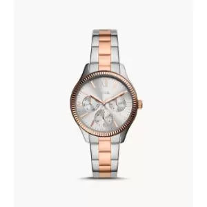 Fossil Womens Rye Multifunction Two-Tone Stainless Steel Watch - Rose Gold / Silver