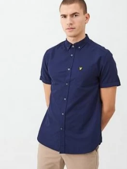 Lyle & Scott Shortv Sleeved Oxford Shirt - Navy, Size XS, Men