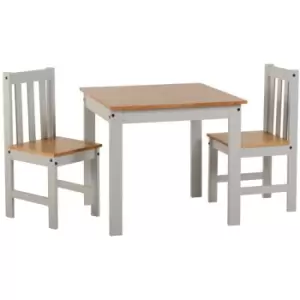 Seconique - Ludlow Dining Set Table with 2 Chairs Grey with Oak Lacquer