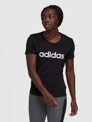 adidas Design 2 Move Linear Low Tee, Black/White Size M Women