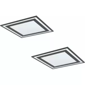 Loops - 2 pack Wall / Ceiling Light Black Modern 595mm Square Slim Panel 36W led