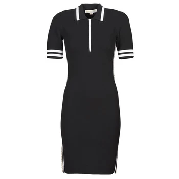 Michael Kors LOGO TAPE HALF ZIP DRESS womens Dress in Black - Sizes S,M,L,XL,XS