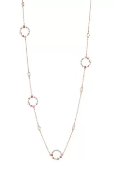 Rose Gold Crystal Pastel Mixed Station Rope Necklace