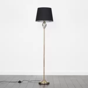 Memphis Antique Brass Floor Lamp with Black Aspen Shade