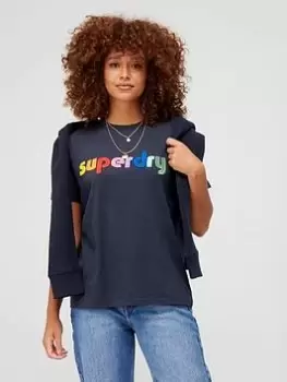 Superdry Vintage Rainbow T-Shirt - Blue Size 10, Women