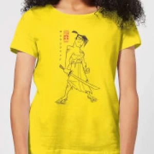 Samurai Jack Vintage Kanji Womens T-Shirt - Yellow - S