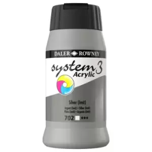 Daler Rowney System 3 Acrylic Paint Silver (500ml)