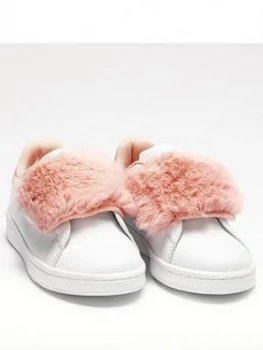 Lelli Kelly Marina Fluffy Strap Plimsolls - White/Pink