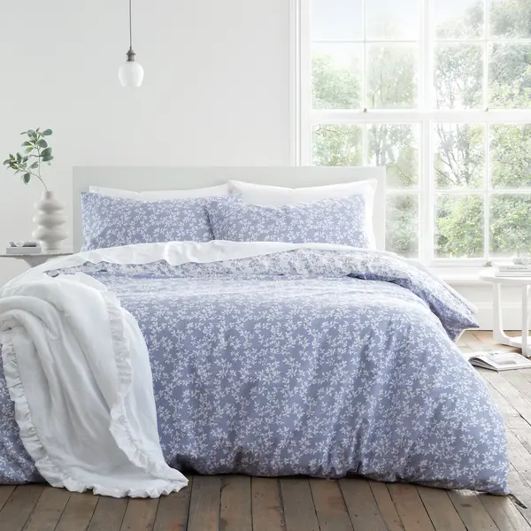 Bianca Bianca Shadow Leaves Duvet Set Blue SINGLE PO51601