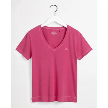 Gant Short Sleeve V Neck T Shirt - 673 CABARET PNK