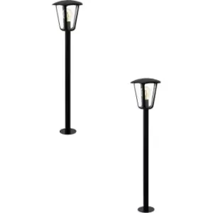 2 PACK IP44 Outdoor Bollard Light Black Aluminium Lantern 60W E27 Lamp Post