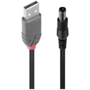 LINDY USB cable USB 2.0 USB-A plug, 5.5mm DC plug 1.50 m Black 70267