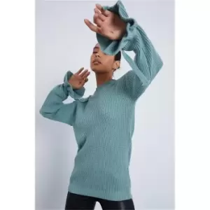 I Saw It First Sage Frill Cuff Jumper - Green