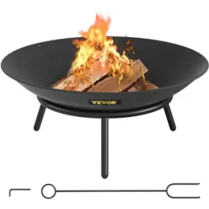 Fire Pit Bowl, 22-Inch Deep Round Carbon Steel Fire Bowl, Wood Burning for Outdoor Patios, Backyards & Camping Uses, with a Drain Hole and a Firewood