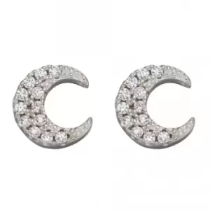 Crescent Moon Stud Earrings with Zirconia E5986C