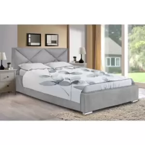 Envisage Trade - Mevena Upholstered Beds - Plush Velvet, Super King Size Frame, Silver - Silver