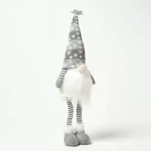 Homescapes - Light Up Grey Standing Santa Gonk Christmas Decoration - Silver Grey