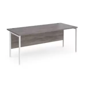 Maestro 25 straight desk 1800mm x 800mm - white H-frame leg and grey oak top