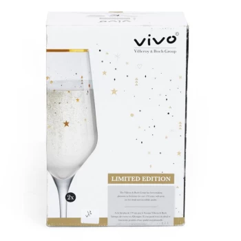 Villeroy and Boch VIVO by Villeroy and Boch 2 Pack of Champagne Glasses - Gold Rim