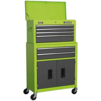 Sealey American Pro 6 Drawer Roller Cabinet and Tool Chest Green / Grey
