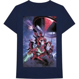 Marvel Comics - Deadpool Family Mens Medium T-Shirt - Navy Blue