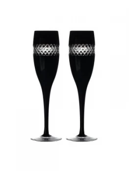 Waterford John Rocha Black Cut Champagne Flute Set of 2 Black