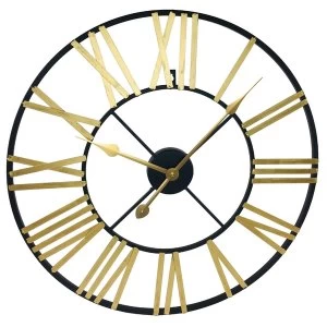 Gold & Black Roman Numeral Clock 60cm