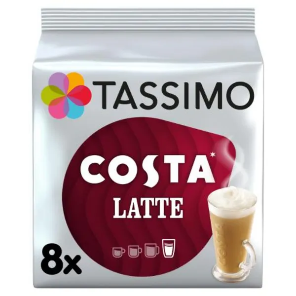 Tassimo Costa Latte Coffee Pack of 8 Pods