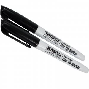 Faithfull Fine Tip Permanent Marker Pen Black Pack of 2