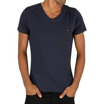 Tommy Hilfiger Core Stretch Slim V-Neck T-Shirt mens T shirt in Blue - Sizes UK S,UK L