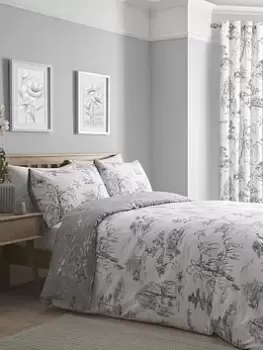 Dreams & Drapes Oriental Flower Grey Duvet Cover Set