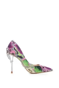 'Illari' Snake Print Leather Court Shoes