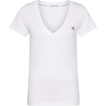 Calvin Klein Jeans Ck Embroidery Stretch V-Neck - Bright WHT YAF