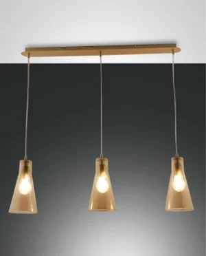 Dafne Straight Bar Pendant Ceiling Light Amber Glass, E27