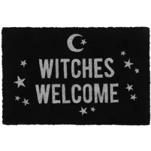 Witches Welcome Door Mat (40cm x 60cm x 2cm) (Black/White) - Something Different