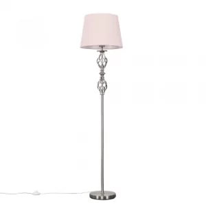 Pembroke Brushed Chrome Twist Floor Lamp with Dusty Pink Aspen Shade