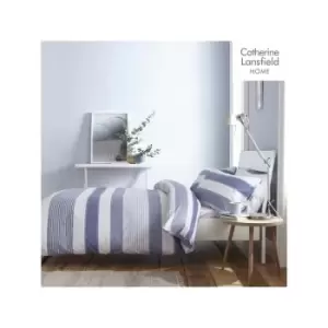 Catherine Lansfield Newquay Stripe Easy Care King Duvet Set Blue