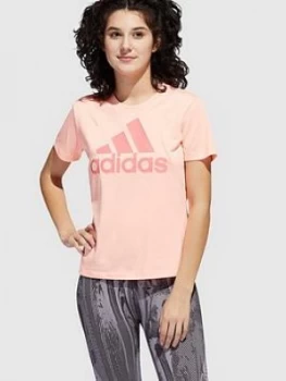 adidas Heat Ready Badge Of Sport Logo T-Shirt - Light Orange, Light Orange, Size 2Xs, Women