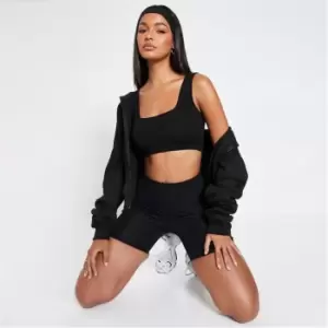 I Saw It First Square Neck Rib Crop Top - Black